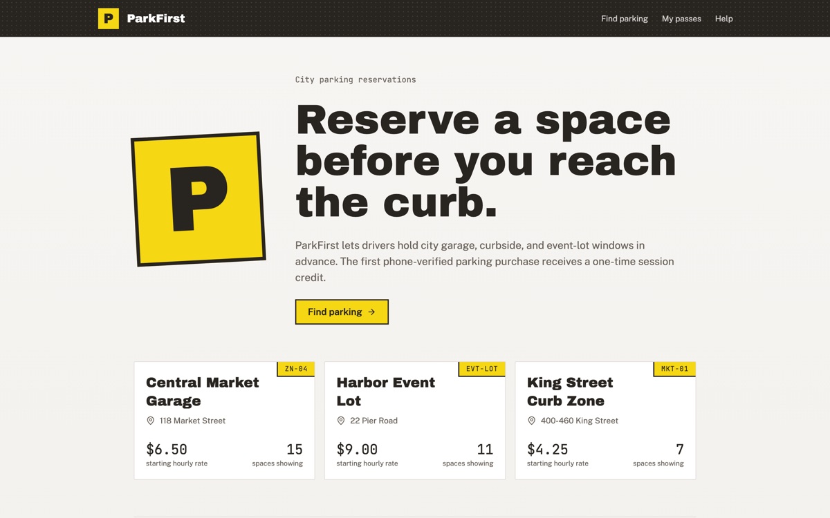ParkFirst application screenshot