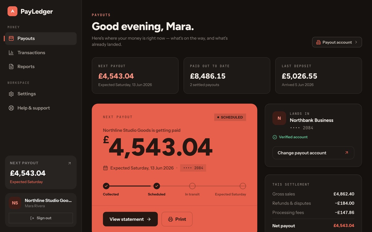 PayLedger application screenshot