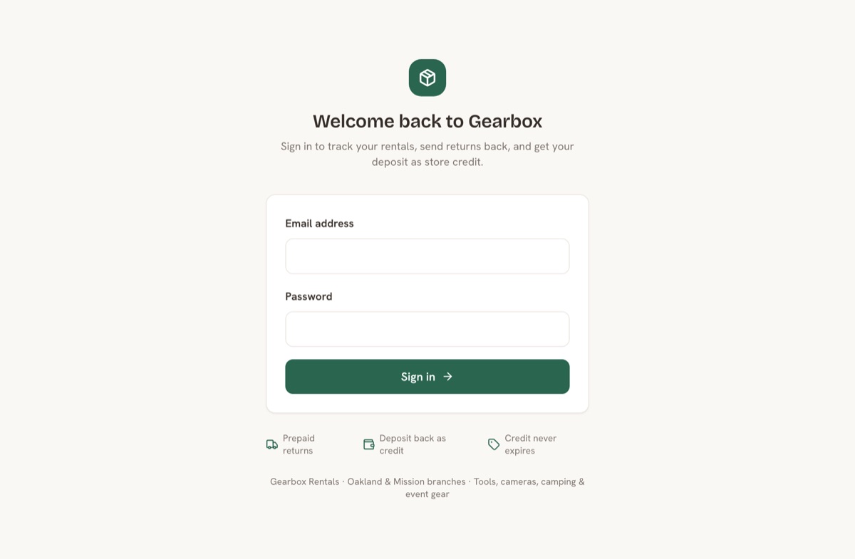 Gearbox application screenshot