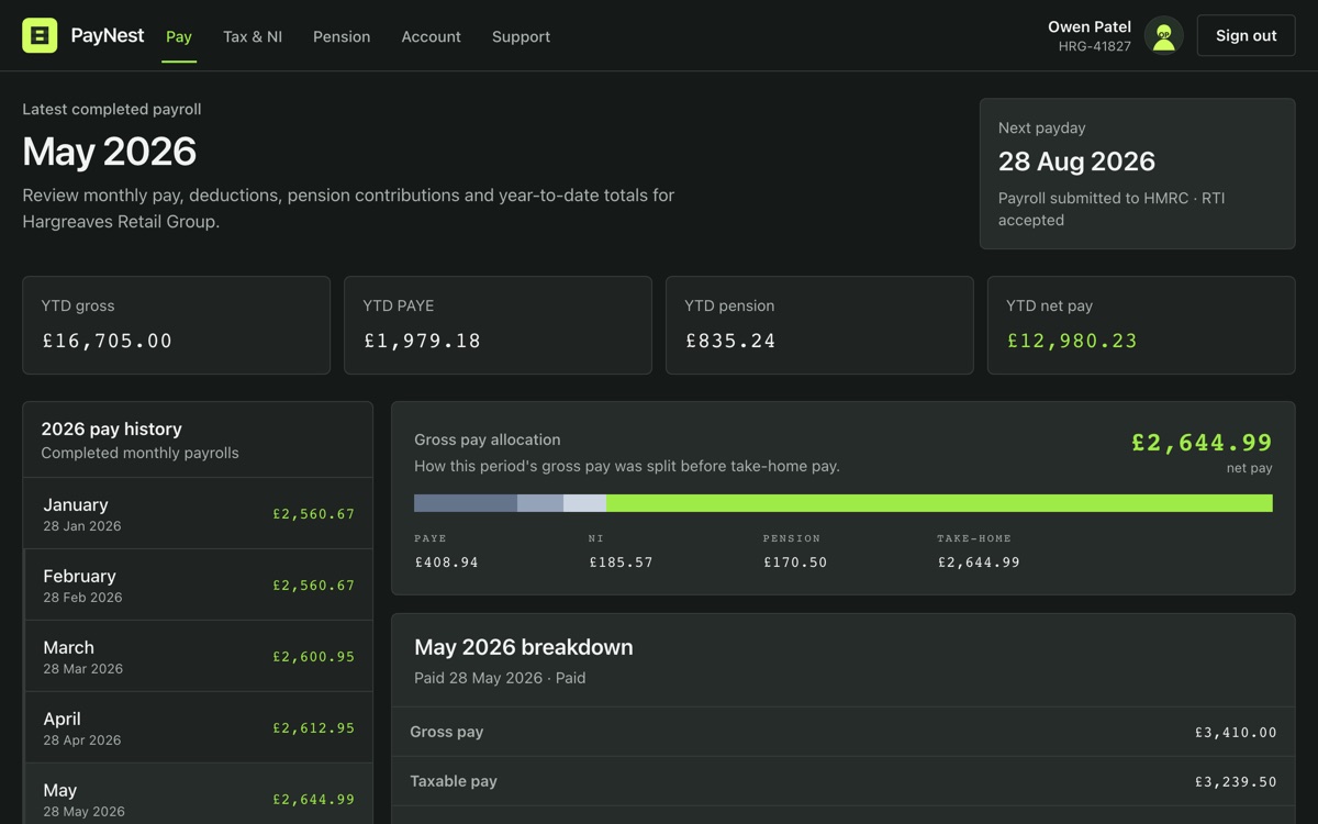 PayNest application screenshot
